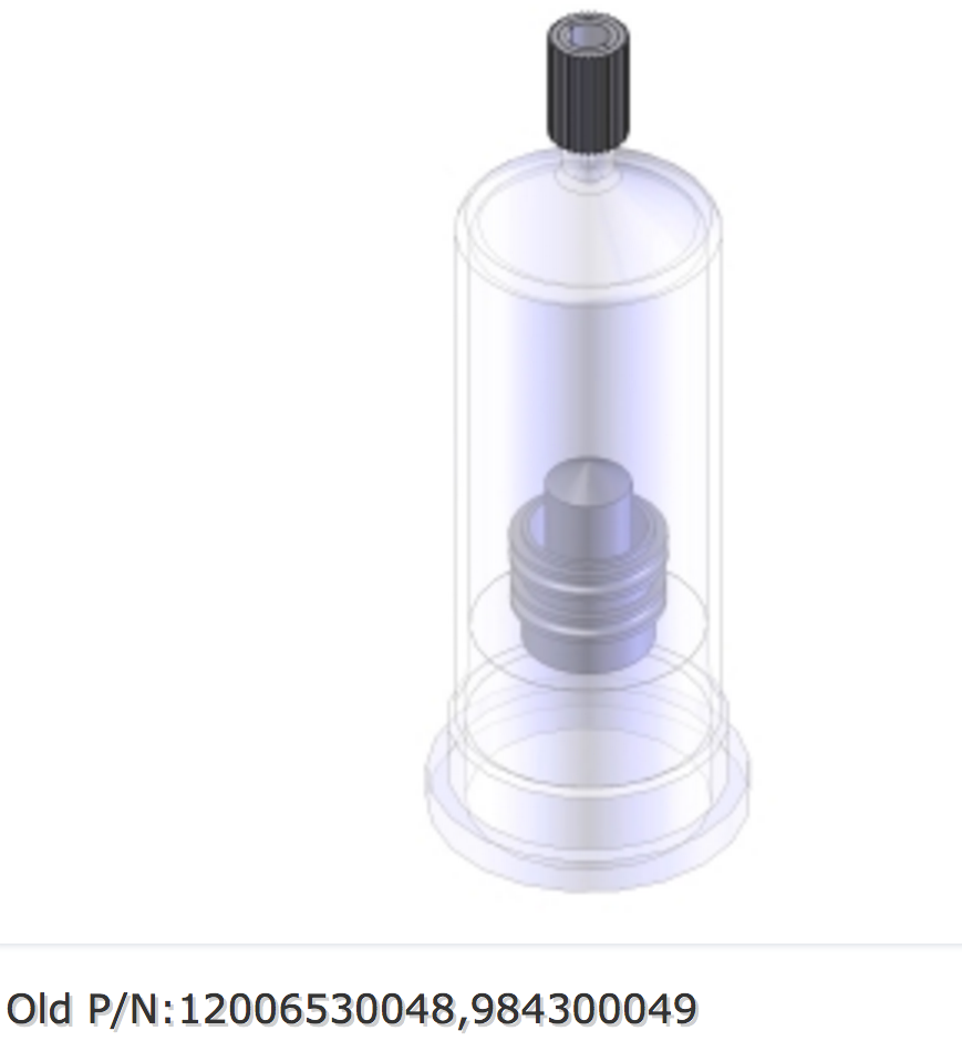 Burette cylinder 20mL with piston head (transparent)