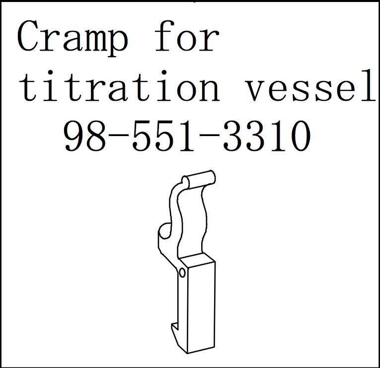 Clamp for titration vessel/stopper