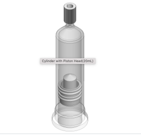 [(K740-3340)] Cylinder with Piston, 20mL, Transparent