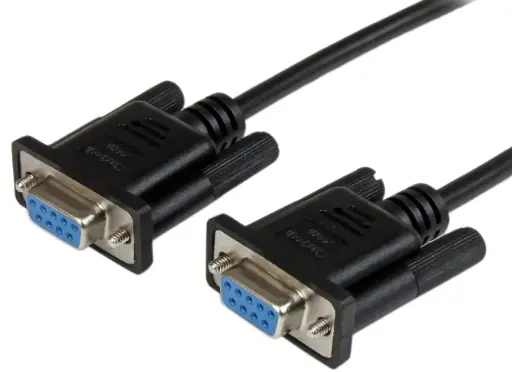 [2MDB9FF] 2m Black DB9 RS232 Serial Null Modem Cable F/F
